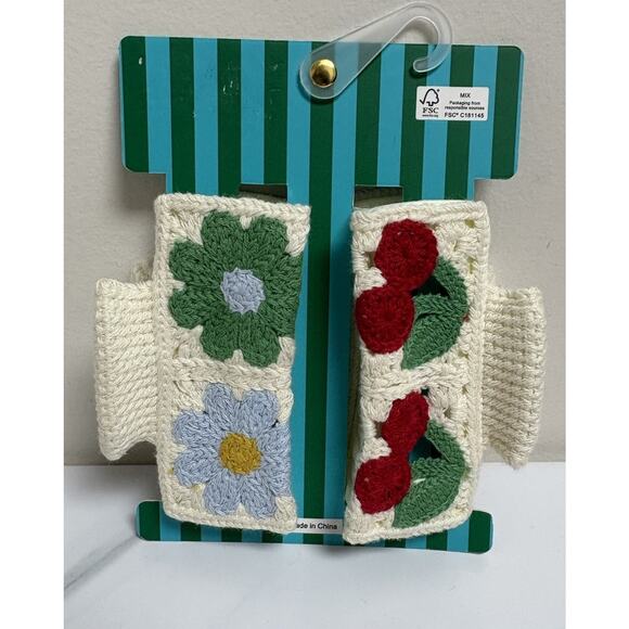 Piper K Crochet Floral Claw Clips Set of 2 Boho Retro Hair Accessories NWT - Picture 2 of 2